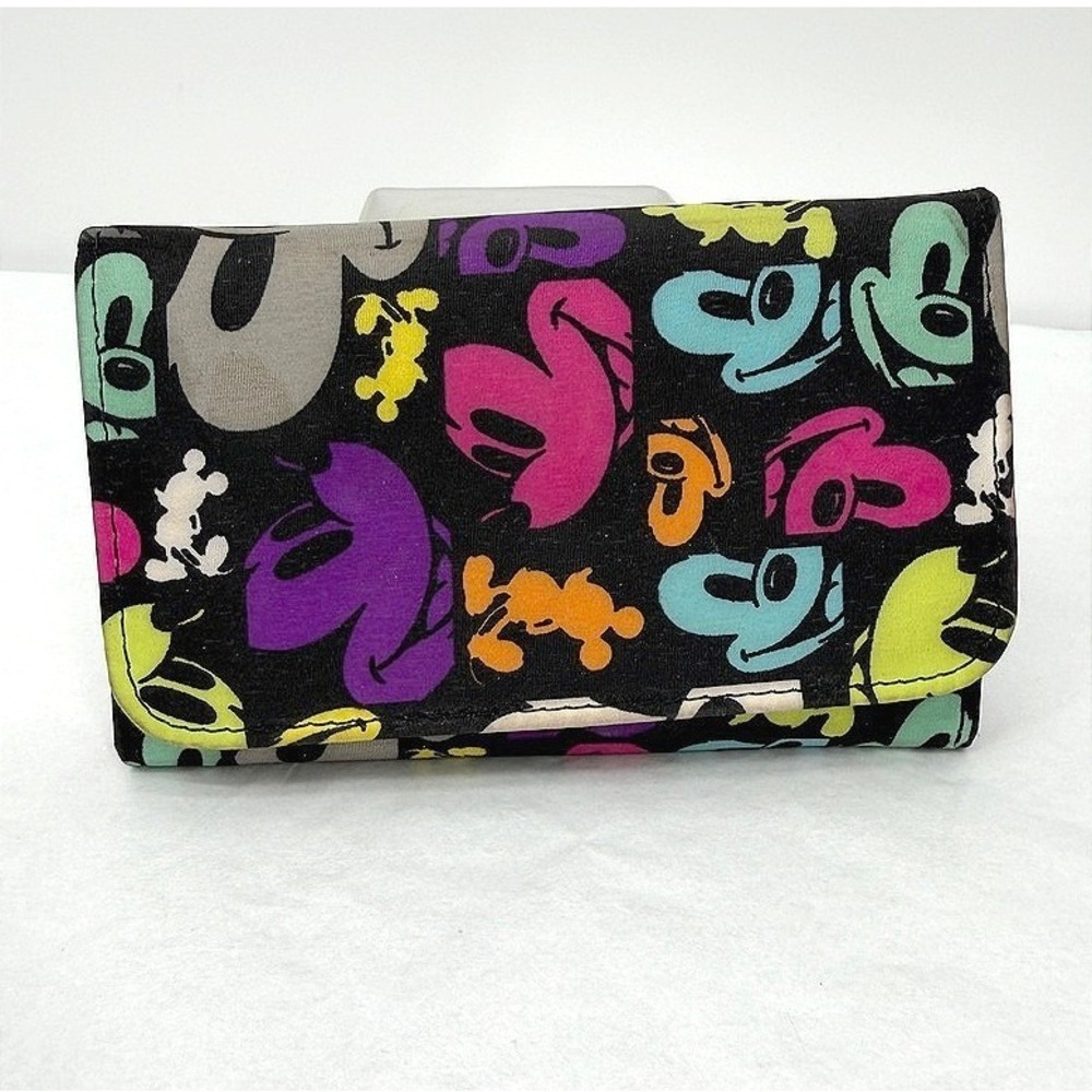 Disney Parks Mickey Mouse Graphic Tri-fold Wallet Neon Pop Art Travel Accessory